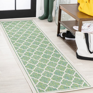 Trebol Moroccan Trellis Textured Weave Indoor/outdoor Runner Rug